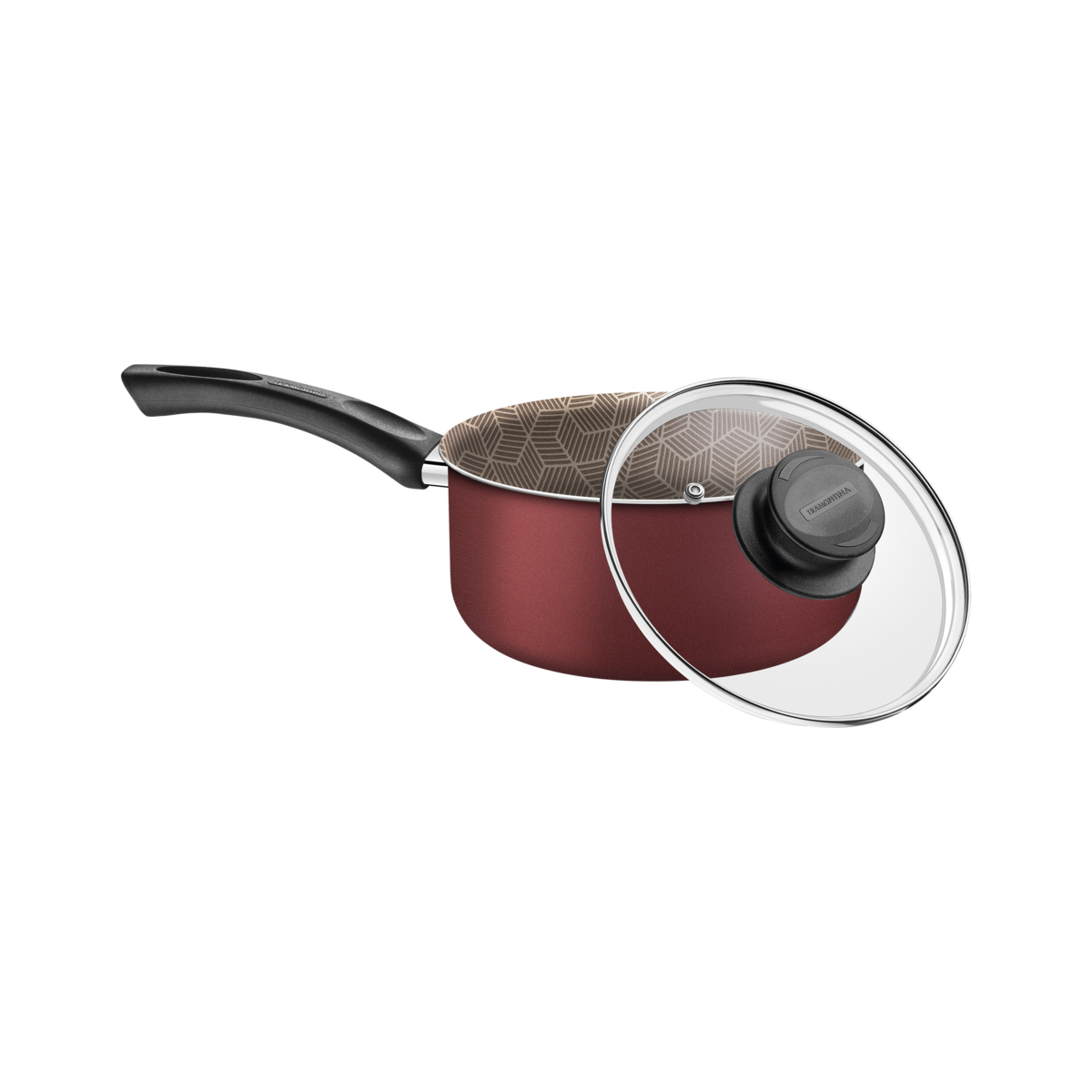 Panela Tramontina Paris em Alumínio Antiaderente Vermelho com Tampa de Vidro 16 cm