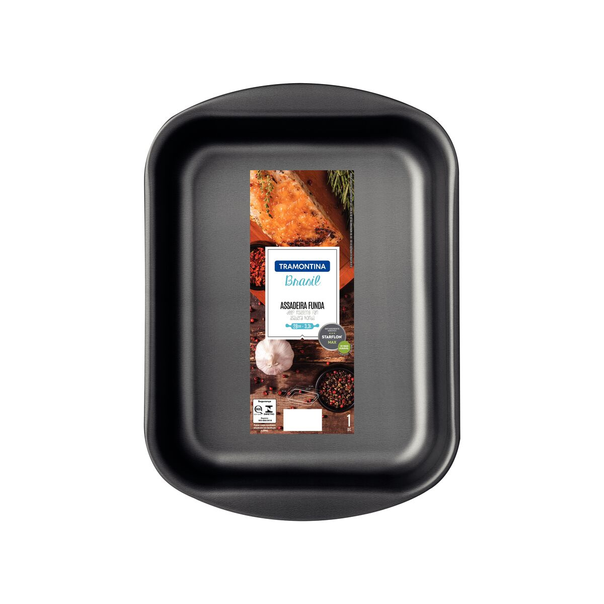 Assadeira Funda Tramontina Brasil em Alumínio Antiaderente Starflon Max Grafite 28 cm 3,3 L