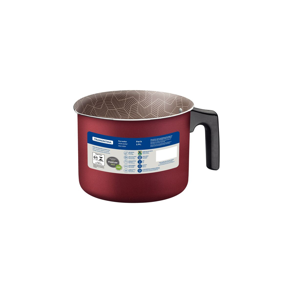 Fervedor Tramontina Paris em Alumínio Vermelho 12 cm 1,2 L