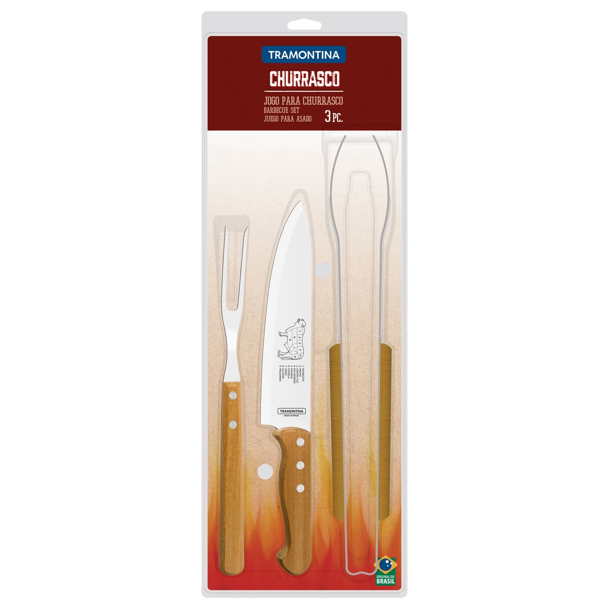 Jogo para Churrasco Inox 3 peças Dynamic